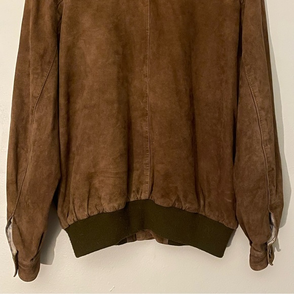 Vintage Button Up Brown Suede Collared Jacket w Flap Pockets - Picture 9 of 16
